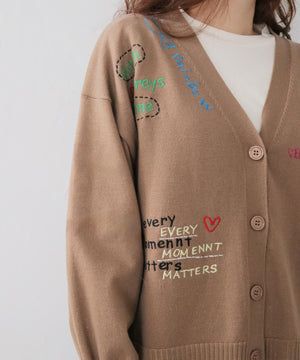メッセージ刺繍カーディガン