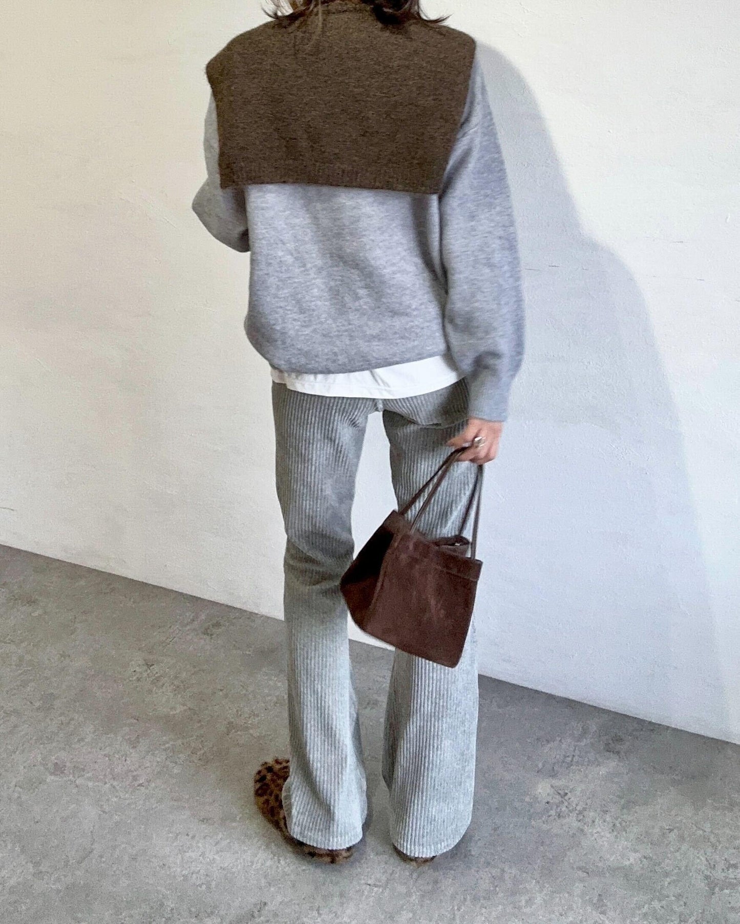 ウール混ショール付きニット