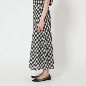 メッシュ ナロー フレア チェック スカート