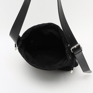 レザーライク×メッシュ コンビ ショルダーバッグ