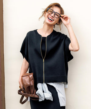 スゴ機能美ニット スリーブレスブルゾン