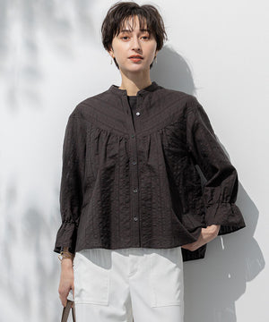 カラミ ストライプ  切り替え ブラウス