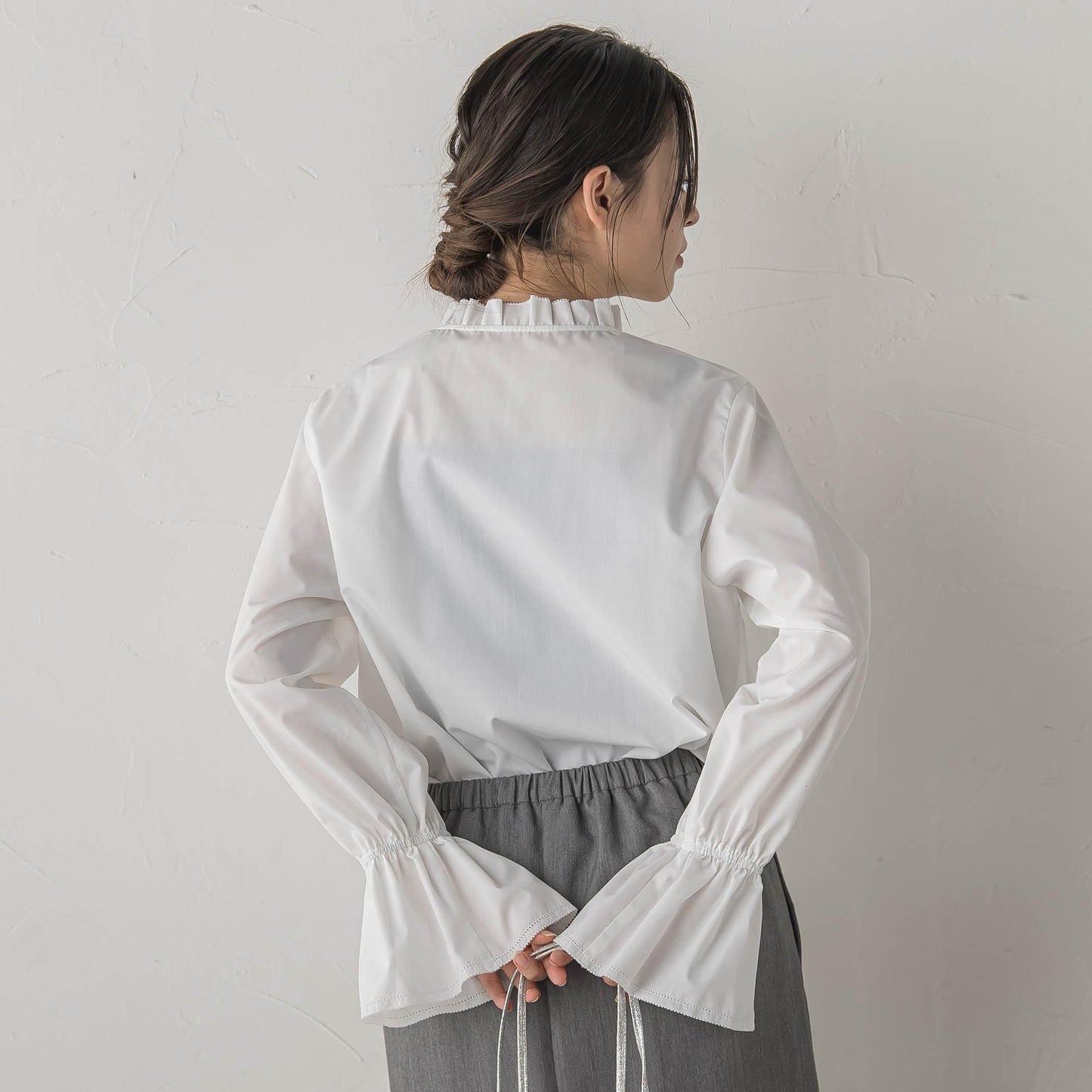 襟フリルブラウス≪洗濯機で洗える≫