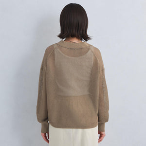 メッシュ スキッパー ニット プルオーバー -ウォッシャブル-
