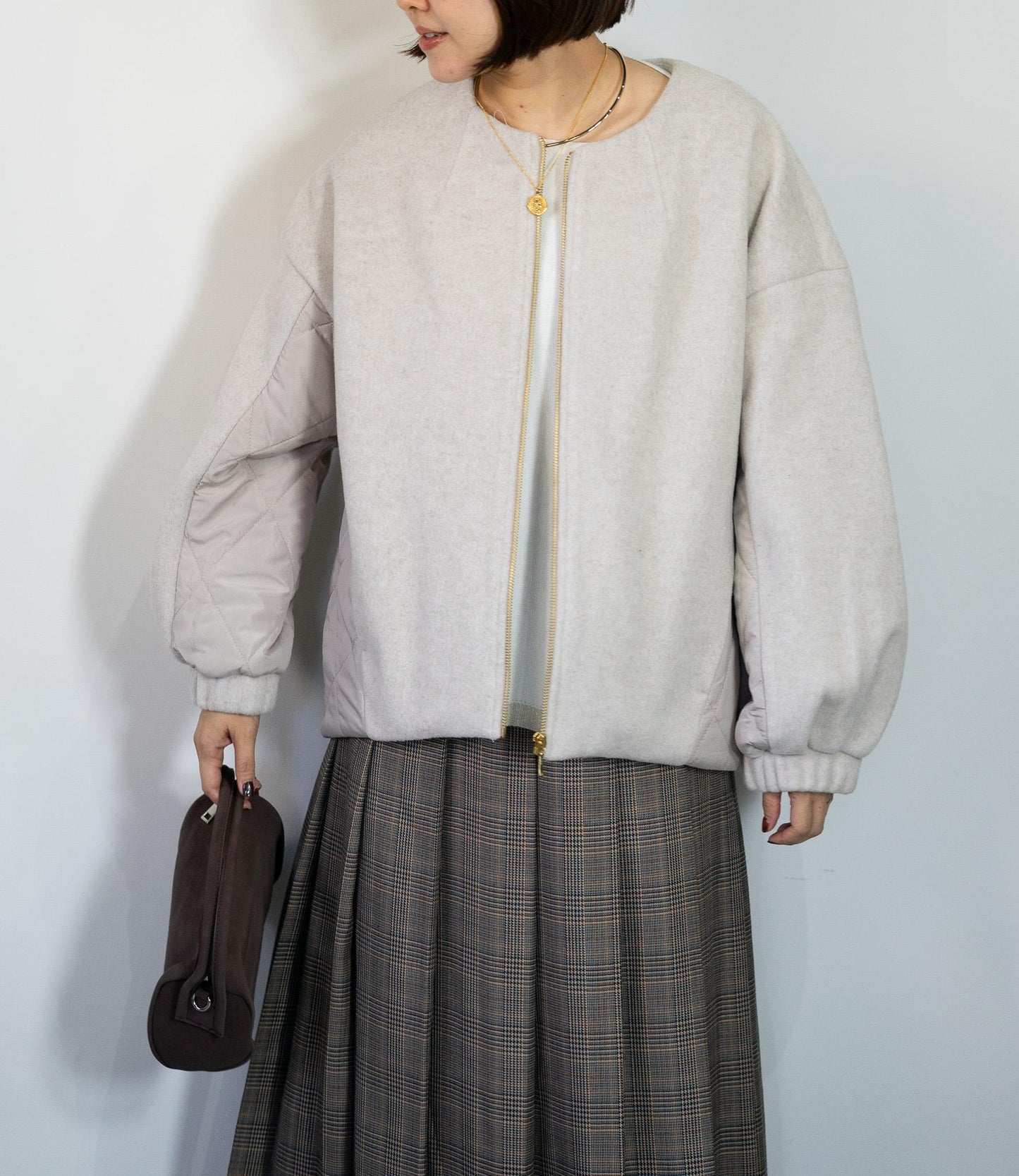 メランジ切替ノーカラーコート