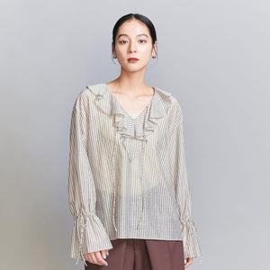 ストライプ ラッフルシャツ