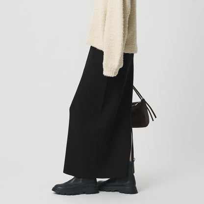 【WEB限定 Wardrobe DAILY MINIMAL】ポリエステルコットン リブニットタイトスカート ウォッシャブル