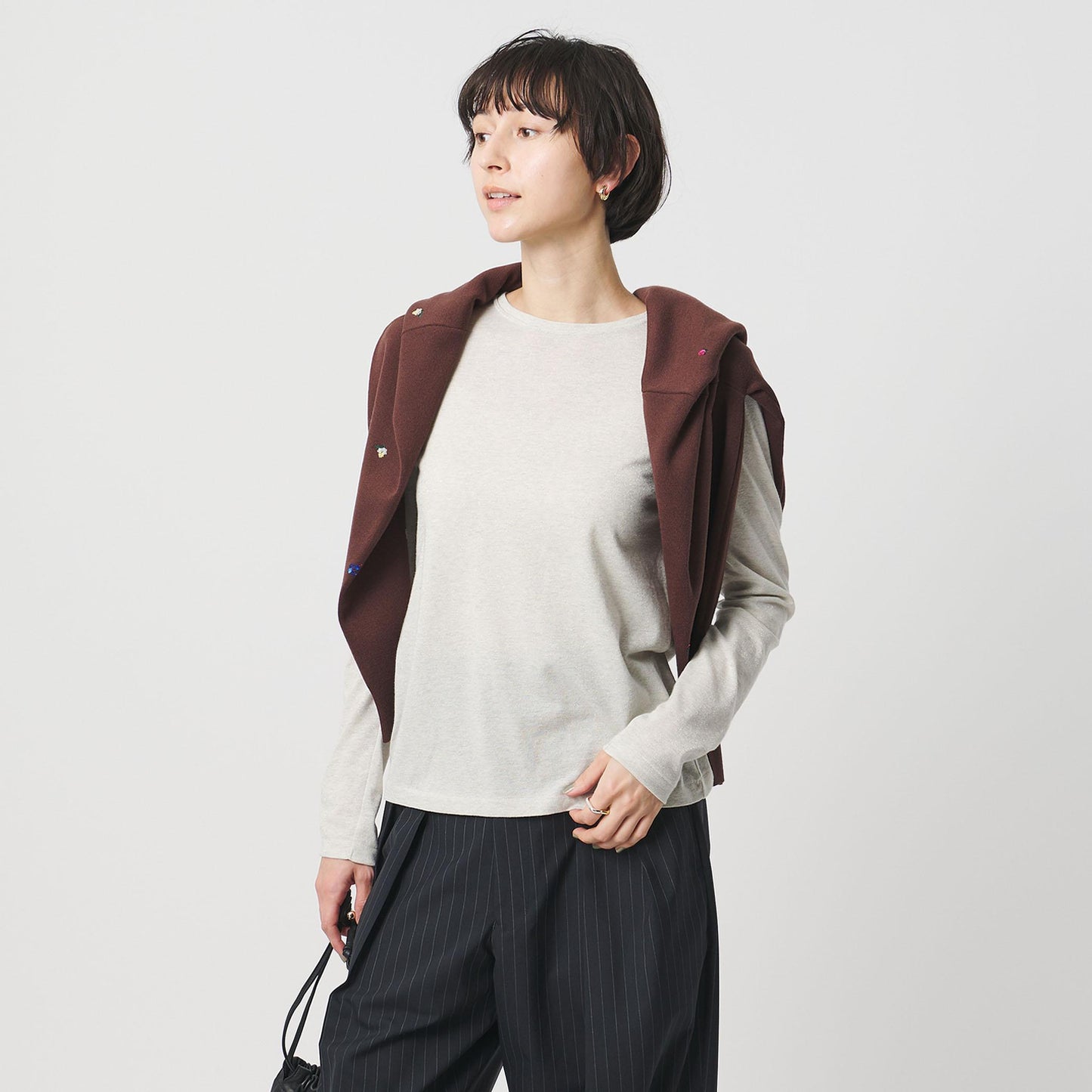 ラメ テンジク ロングスリーブ カットソー