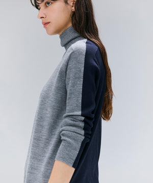 LA MONNAIE / バイカラーウールタートルニット