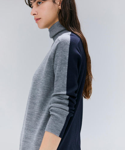 LA MONNAIE / バイカラーウールタートルニット