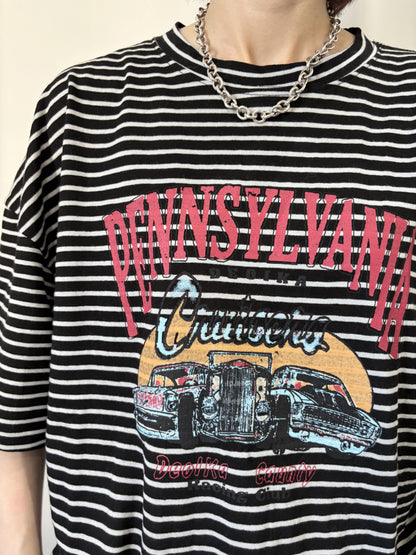 ヴィンテージライクプリントボーダーT