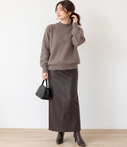 ウールカシミアホールガーメントモックネックニット