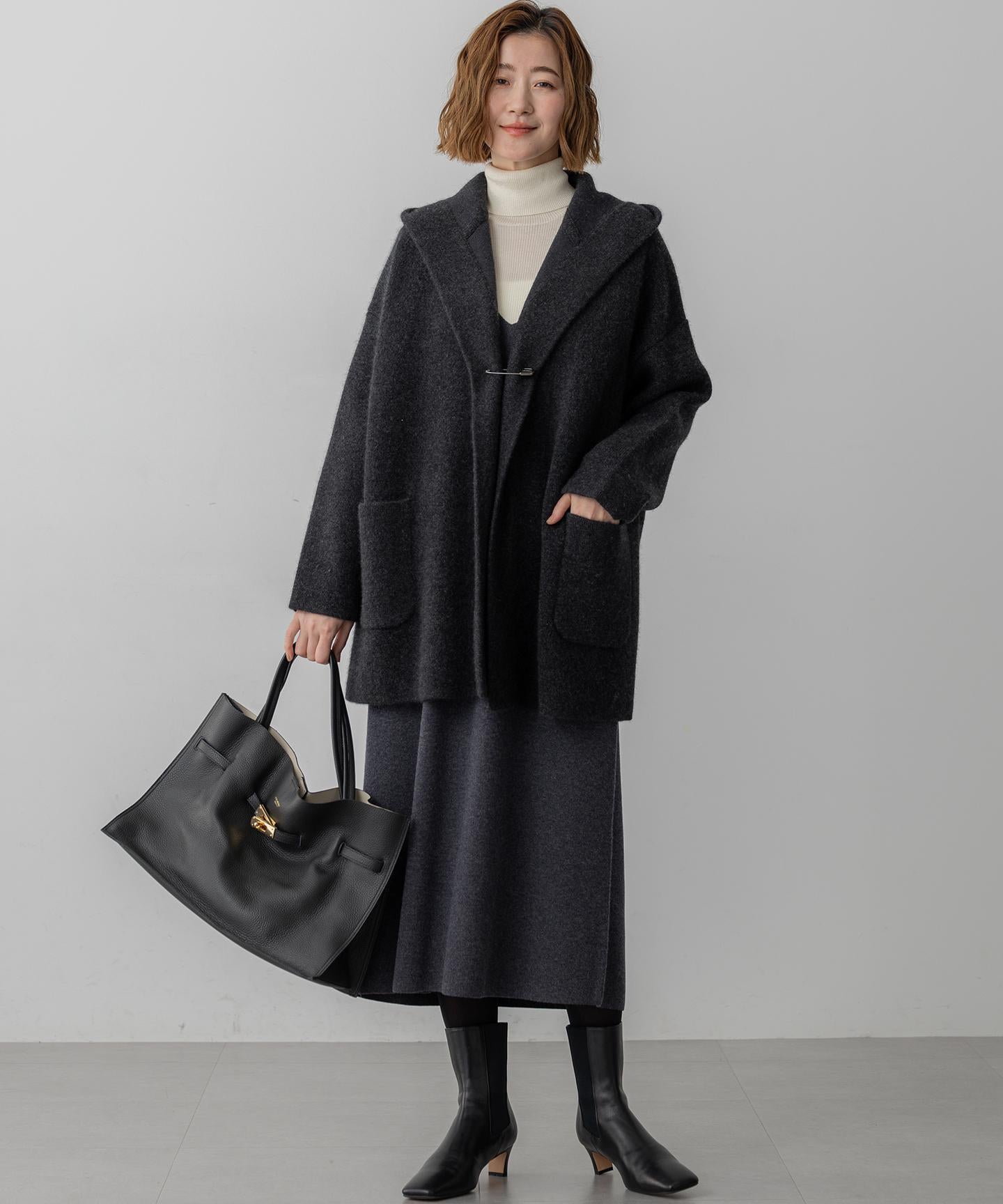 ウーステッドウール リブタートル ニット