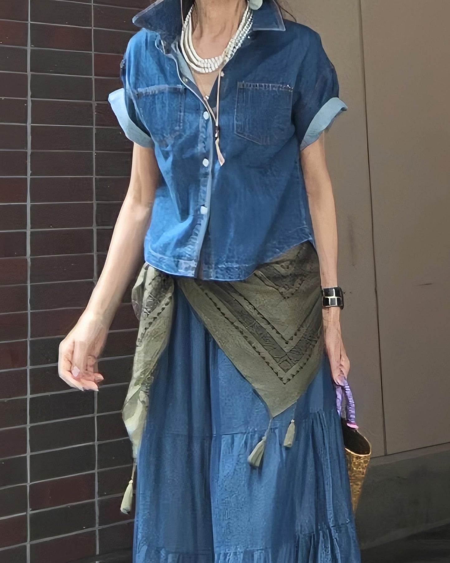 デニム半袖シャツジャケット