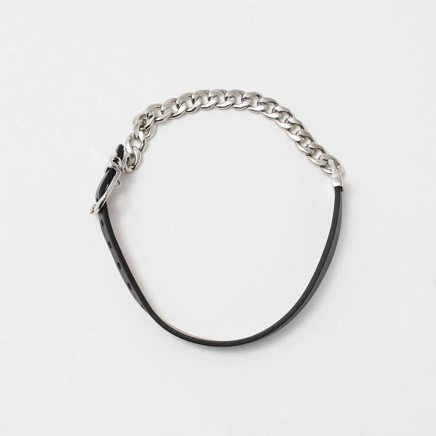 メタルチェーン×レザーベルト ブレスレット