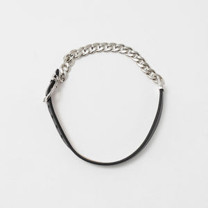 メタルチェーン×レザーベルト ブレスレット
