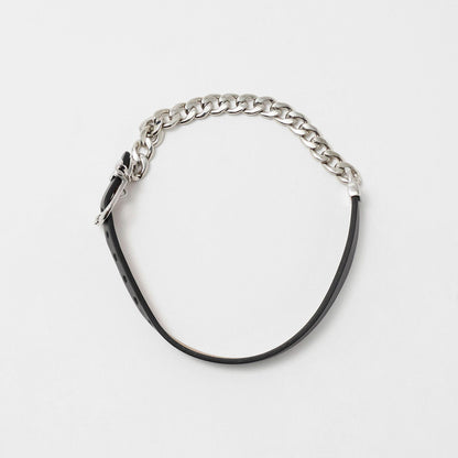 メタルチェーン×レザーベルト ブレスレット