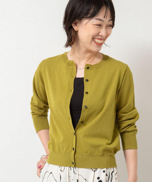 天竺クルーネックカーデ