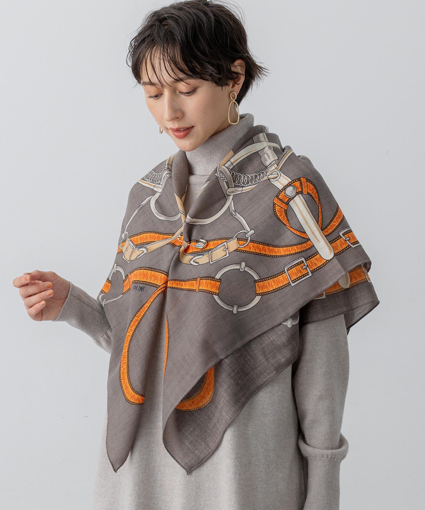 ウールカシミヤ デザイン ストール