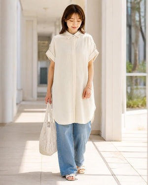 リネンライクミモレシャツ