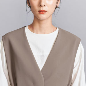 【WEB限定 Wardrobe DAILY MINIMAL】ダブルクロス リボンベルトジレ -ウォッシャブル-