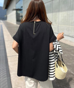 バックジップジョーゼットTブラウス