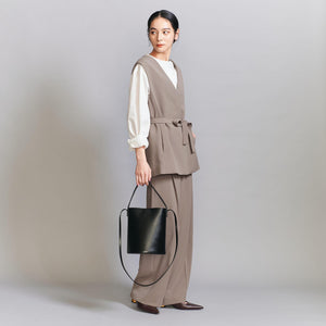 【WEB限定 Wardrobe DAILY MINIMAL】ダブルクロス リボンベルトジレ -ウォッシャブル-