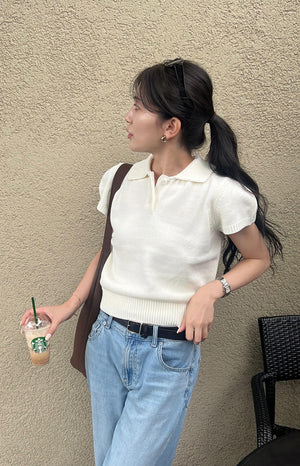 襟付きニットポロ