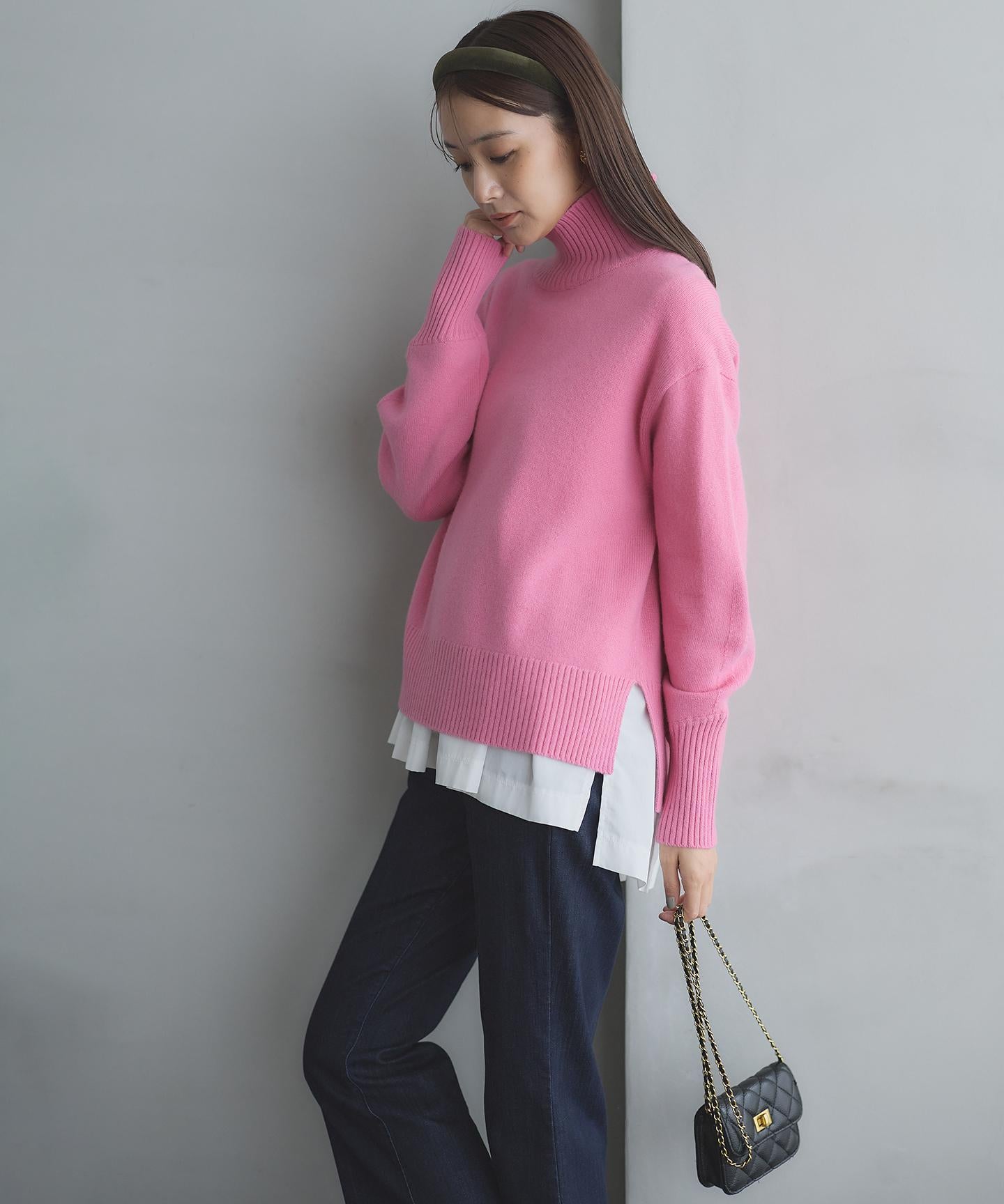 ウールカシミヤミックス ロールネック ニット