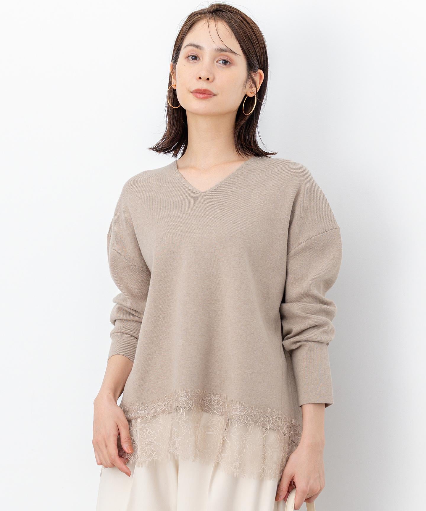 レースモチーフニットプルオーバー