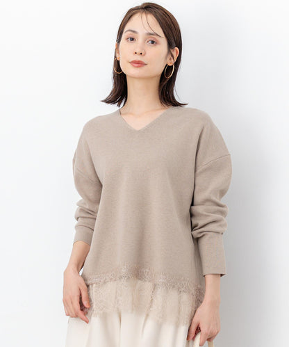 レースモチーフニットプルオーバー