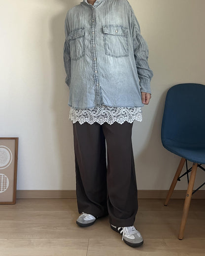 リネン混タックリラックスパンツ