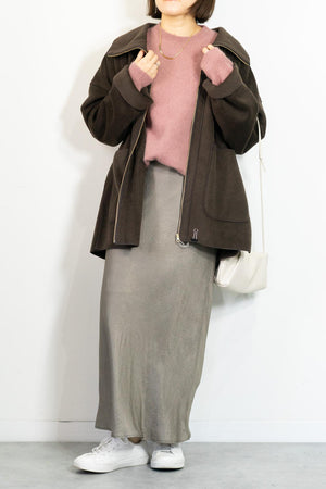 ニットパイルステンカラーコート