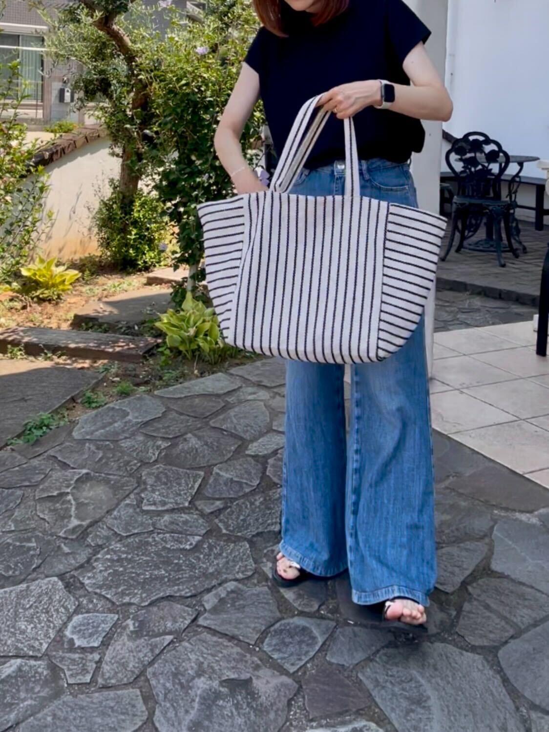 ストライプトートバッグ