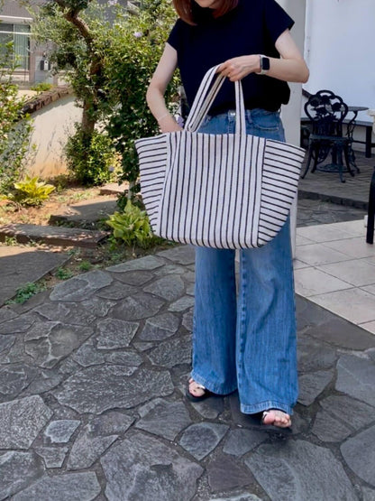 ストライプトートバッグ