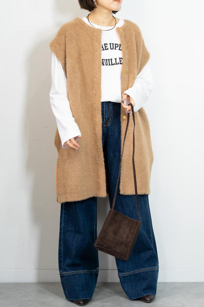 バイカラーテープシャギーニットベスト