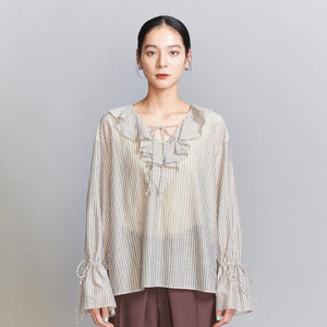 ストライプ ラッフルシャツ