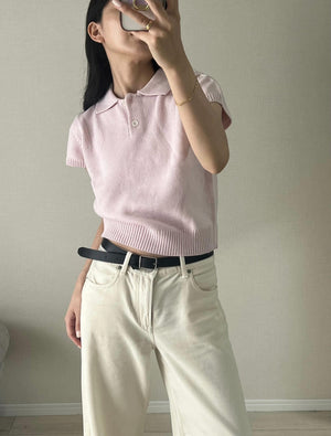 襟付きニットポロ