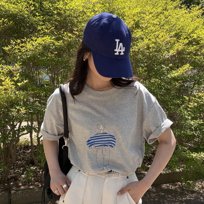 ドローイングプリントコットンTシャツ