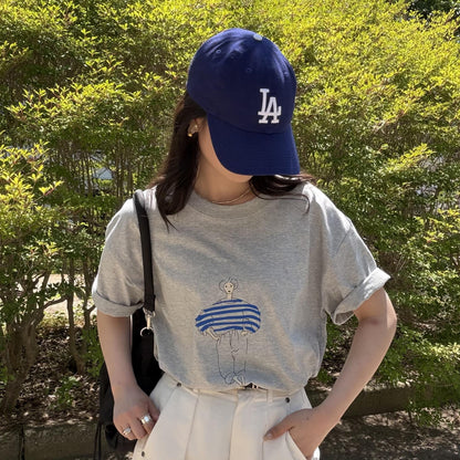 ドローイングプリントコットンTシャツ