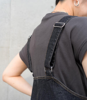 Vネックデニムオールインワン