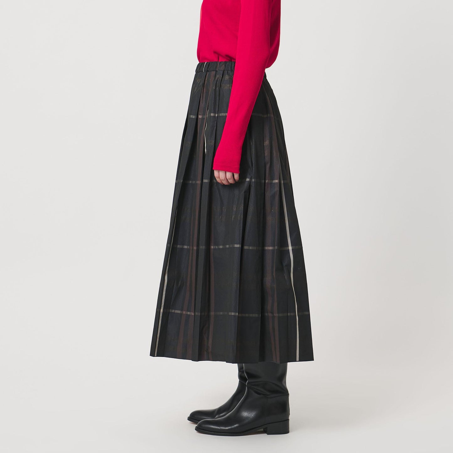 チェック タフタ プリーツスカート