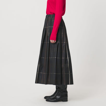 チェック タフタ プリーツスカート