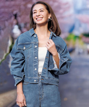 撥水 ワイドストレートデニム