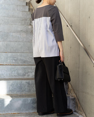 7分袖異素材切替カットソー