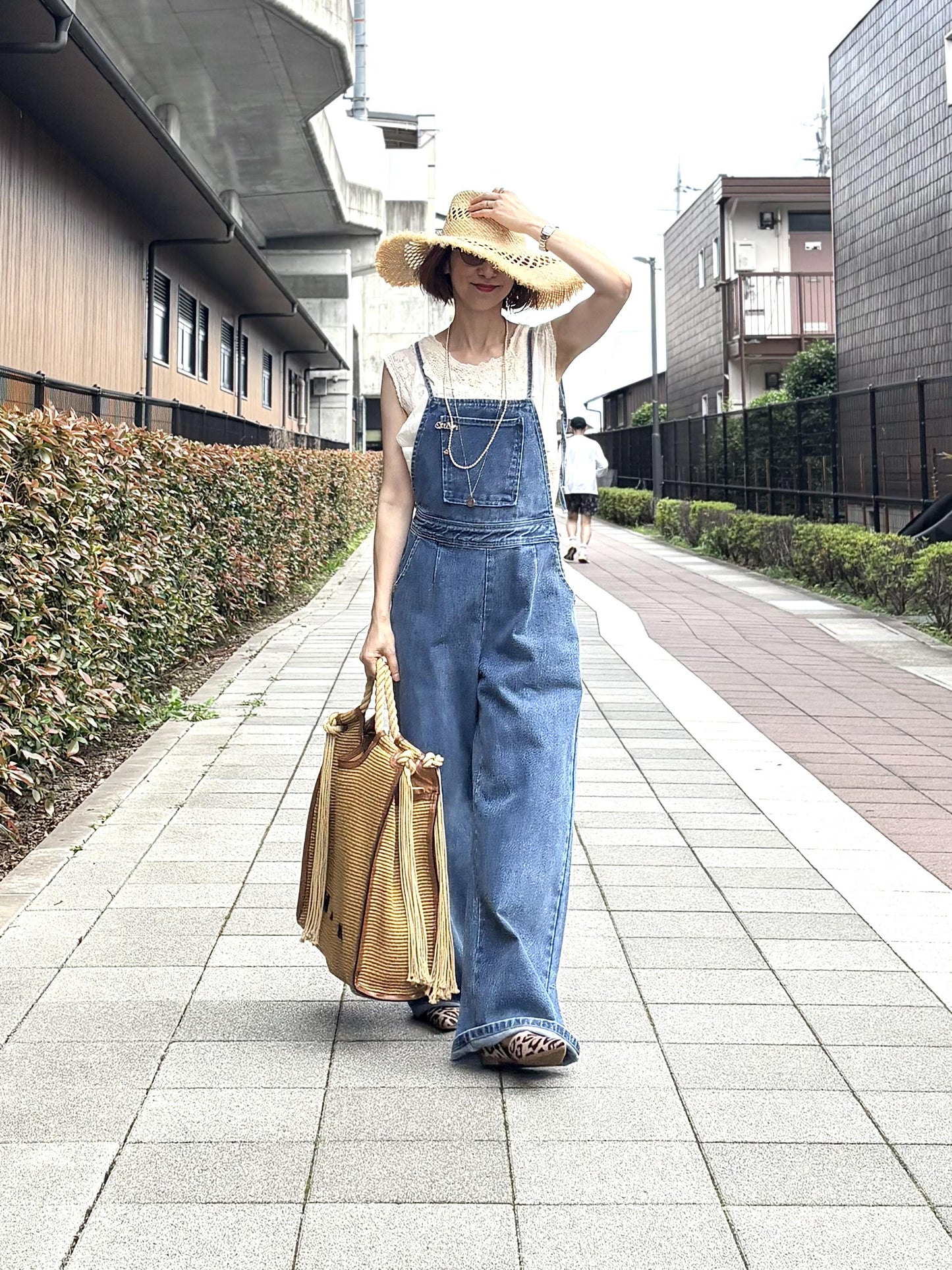 中折れフリンジラフィアハット