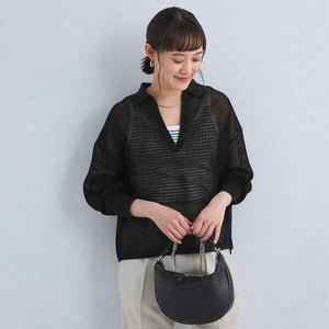 メッシュ スキッパー ニット プルオーバー -ウォッシャブル-