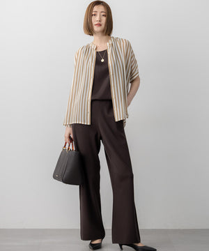 ストライププリント シフォン ブラウス