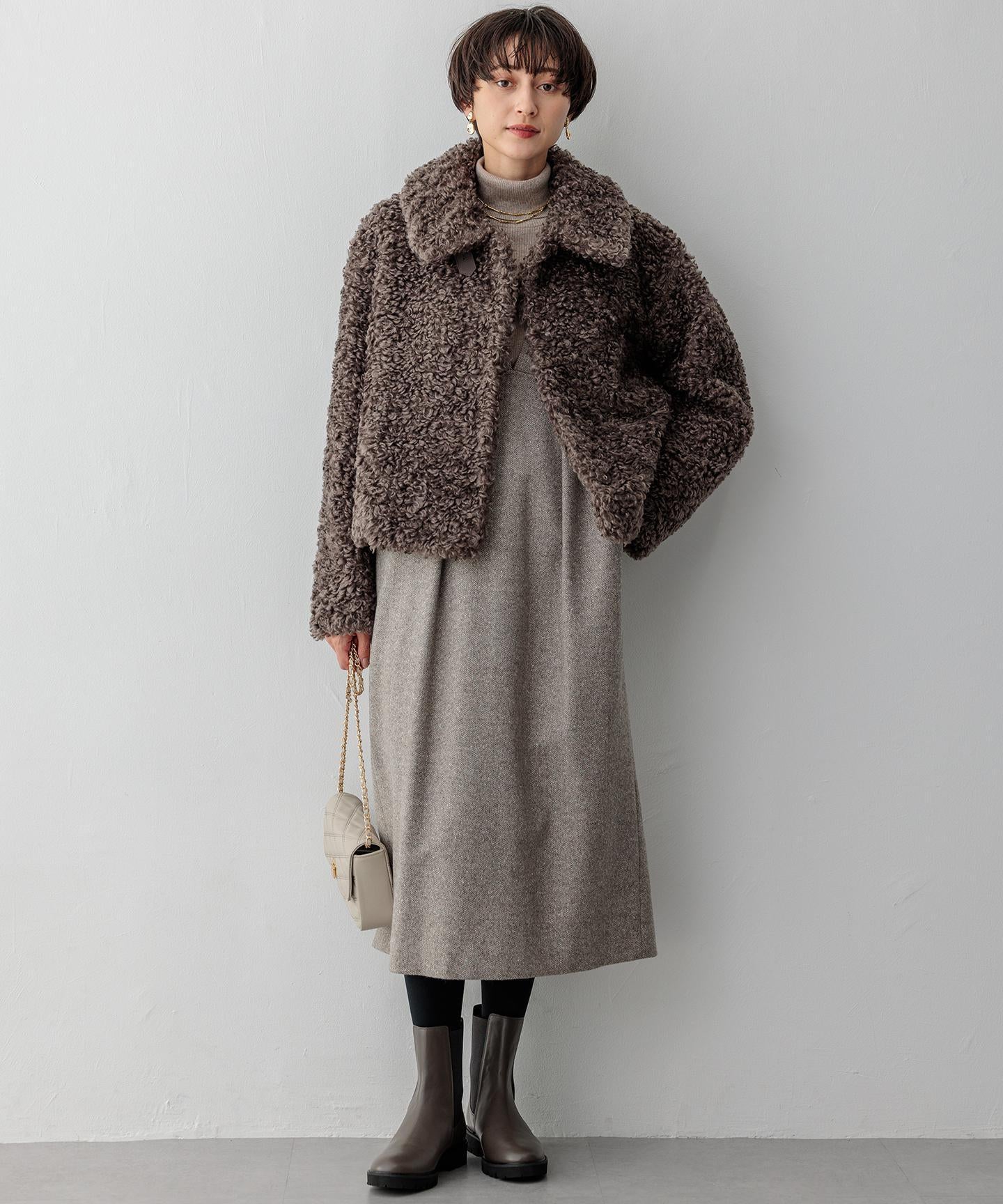 ウーステッドウール リブタートルネック ニット