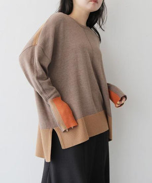 バイカラーボクシーニット